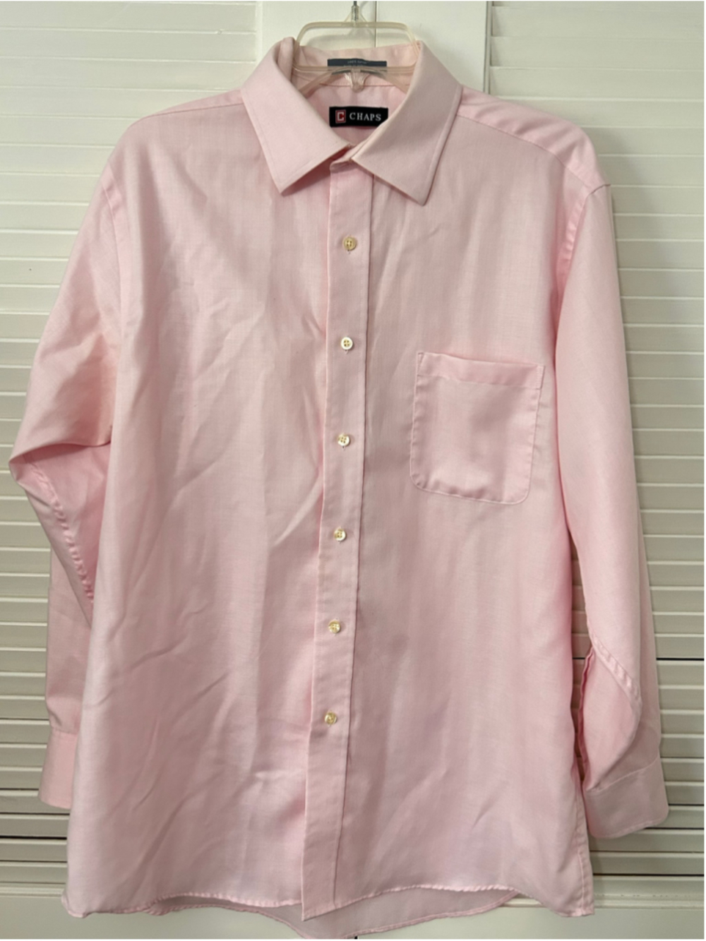 Chaps Men’s Pink Cotton Herringbone Dress Shirt 16-16.5 Large